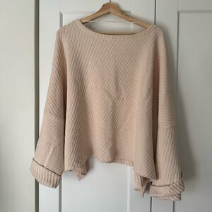 Free People I Can’t Wait Ribbed Knit Sweater Cropped Oversize